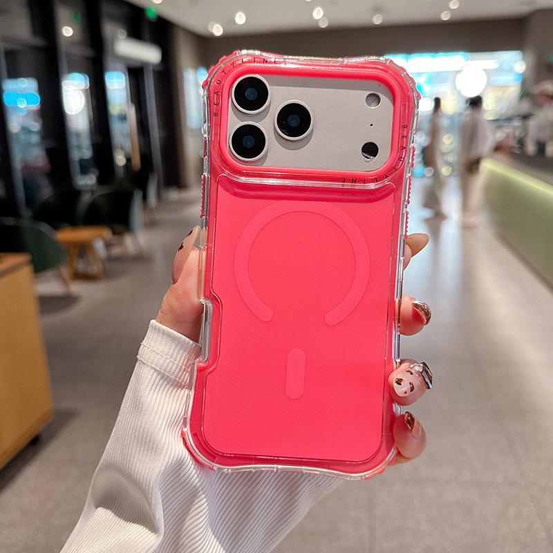 For IP17promax Magnetic Waist Beautiful Solid Color Skin Feel TPU Three-in-one Mobile Phone Case for Apple 17 Mobile Phone Case