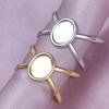 Fashion DIY Drip Oil Rhinestone Round Oval Water Droplets Blank Settings Open Adjustable Stainless Steel Ring For Women Men Gift