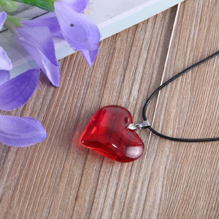Punk Black Rope Chain Glass Heart Pendant Choker Necklace Birthday Ornament