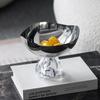 High-legged Stainless Steel Tray Glass Water Droplet Base Fruit Plate Metal Snack Bowl Trays Decorative Kitchen Organizer