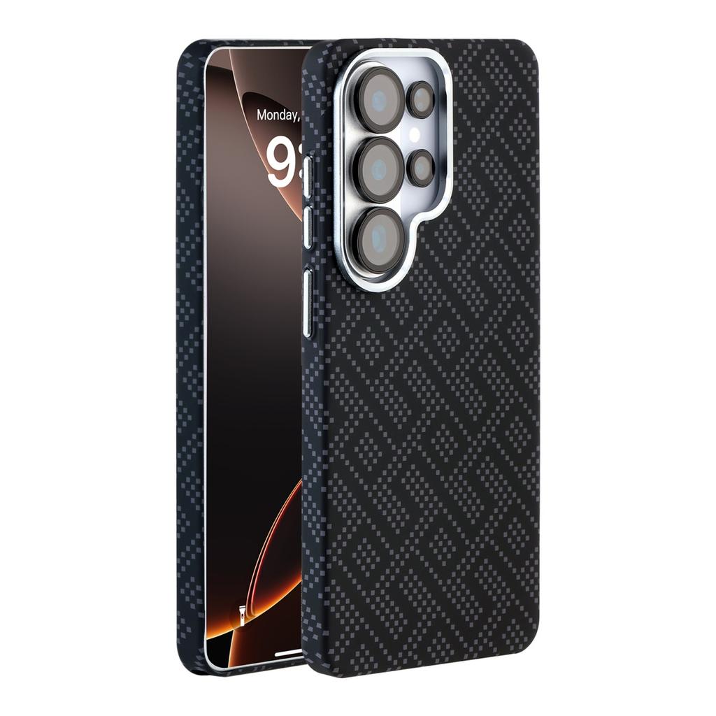 Funda de Carga Inalámbrica con Patrón de Fibra de Carbono y Kevlar para Negocios para Samsung S26 Ultra S25 S24 Ultra para MagSafe Cubierta Fina Anticaídas