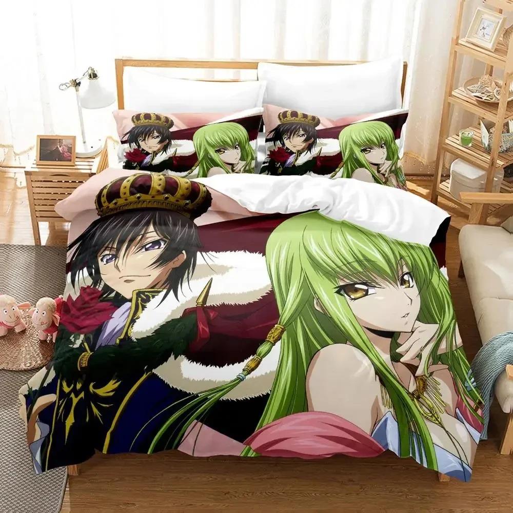 Anime CODE GEASS Lelouch Bettwäsche-Set Bettbezug Bett-Set Steppdeckenbezug Kissenbezug Steppdecke King Queen Size Jungen Erwachsene Bettwäsche-Set