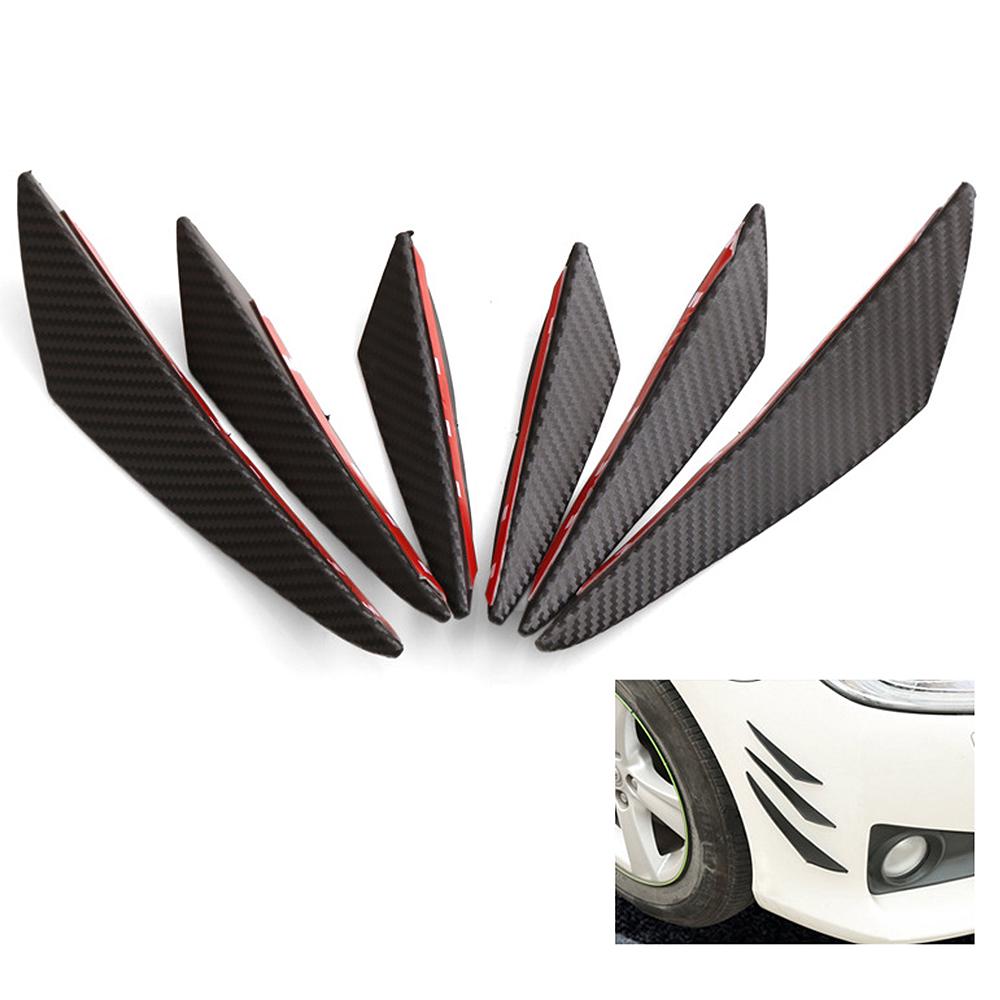 Buy 6Pcs Carbon Fiber Car Front Bumper Fins Spoiler Refit Splitter Trim