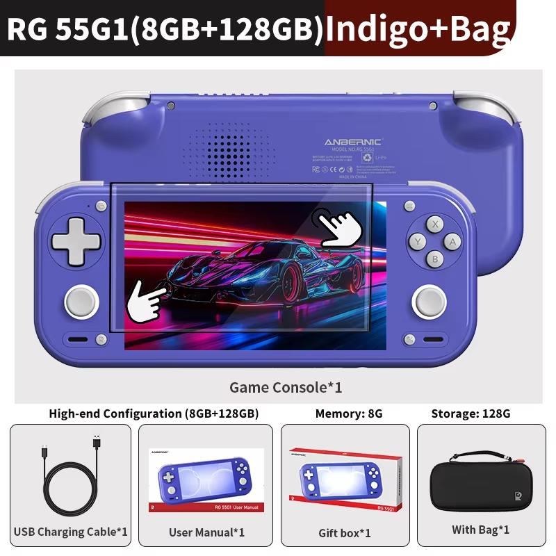 Anbernic RG 55G1 Retro Handheld Game Console 5.5 Inch Touch IPS Screen Snapdragon G1 Gen 2 Android 14 512G PSP PS2 Game RG55G1