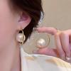 French Retro Large Pearl Stud Earrings - High-End Silver Needle Exaggerated Ear Jewelry Trend for Women