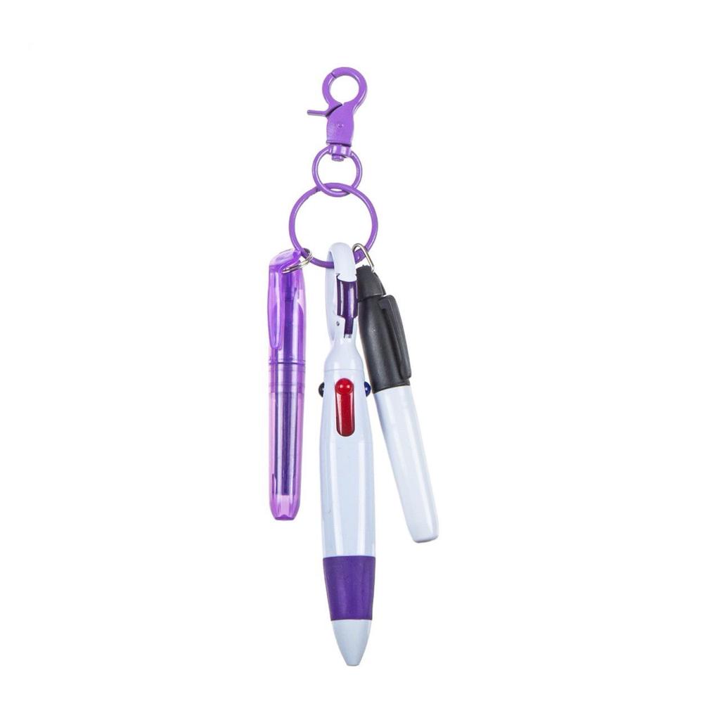 Creative Carabiner Ballpoint & Highlighter Pen Set - Portable Four-Color Pocket Pen for Advertising