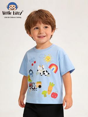 New Spring/Summer Boys' Cartoon Animal T-Shirt - Short Sleeve