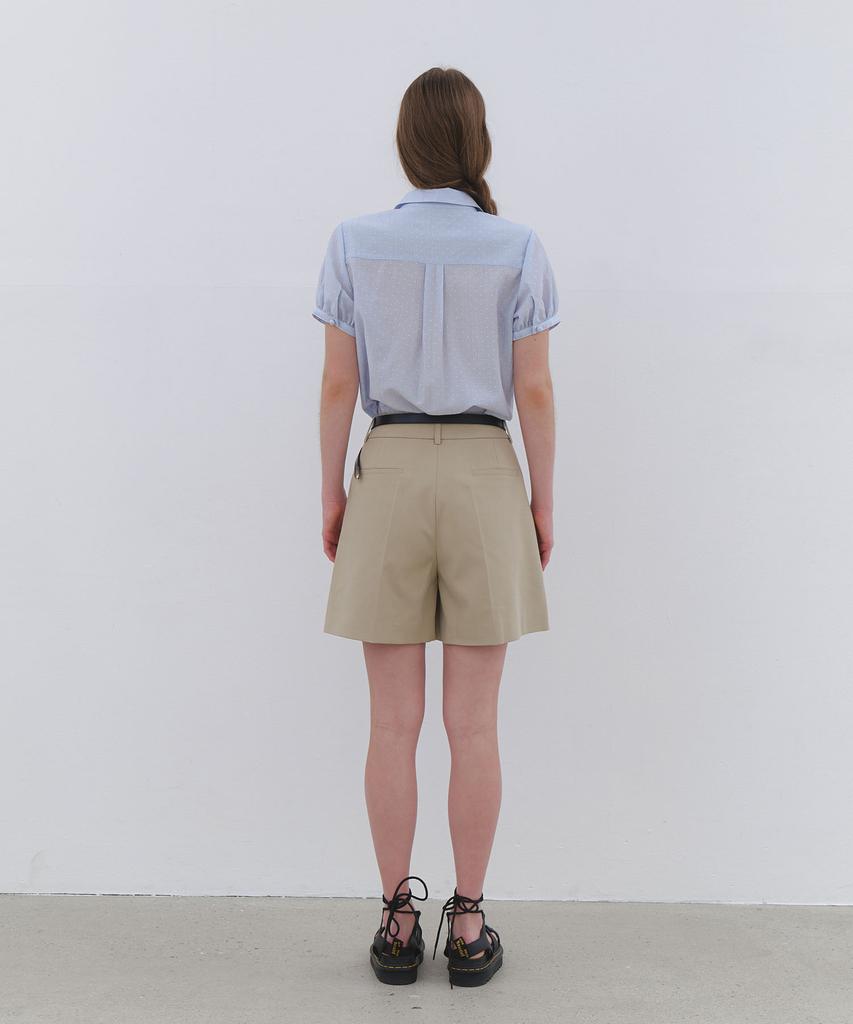 CLUNY Minimal Strap High Waist Shorts - Beige
