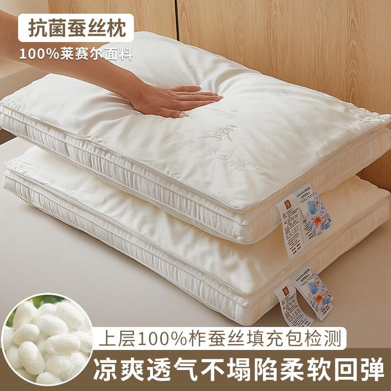 Premium Mulberry Silk Filled Pillow With Tencel Cover Soft Supportive Hypoallergenic Bed Side Back Sleepers