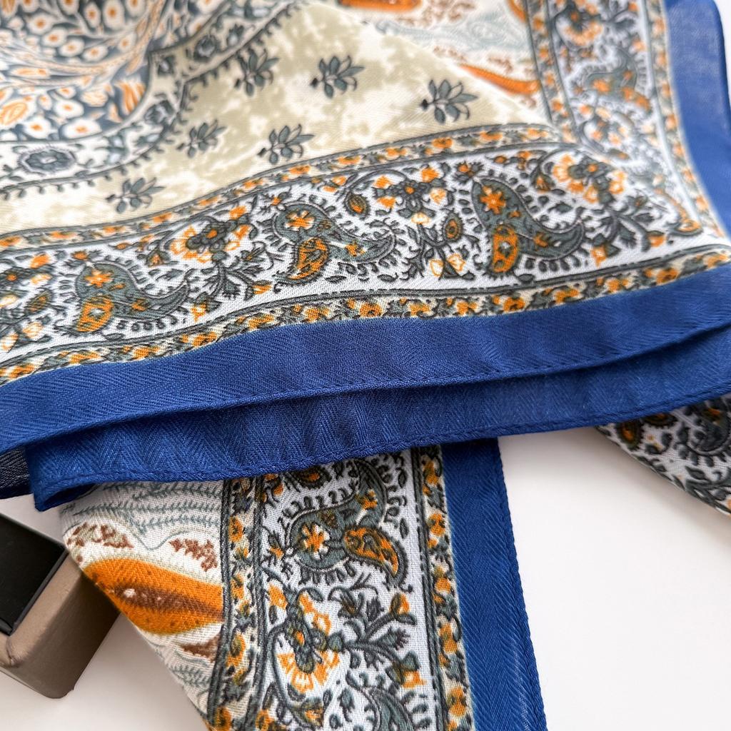 New Printed Cashew Retro Artistic Herringbone Pattern Cotton Linen Scarf Small Square Versatile Spring Autumn Thin Headscarf