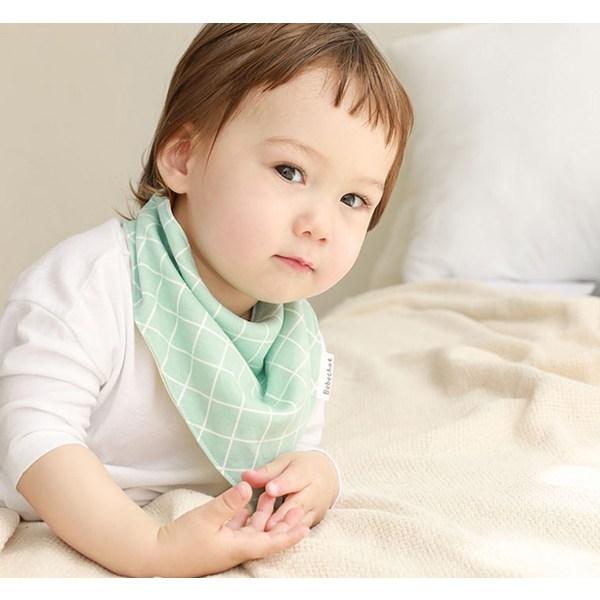 MK Infant Check Leaf Forest šátek bryndáčky 3dílná sada, korejské kojenecké výrobky