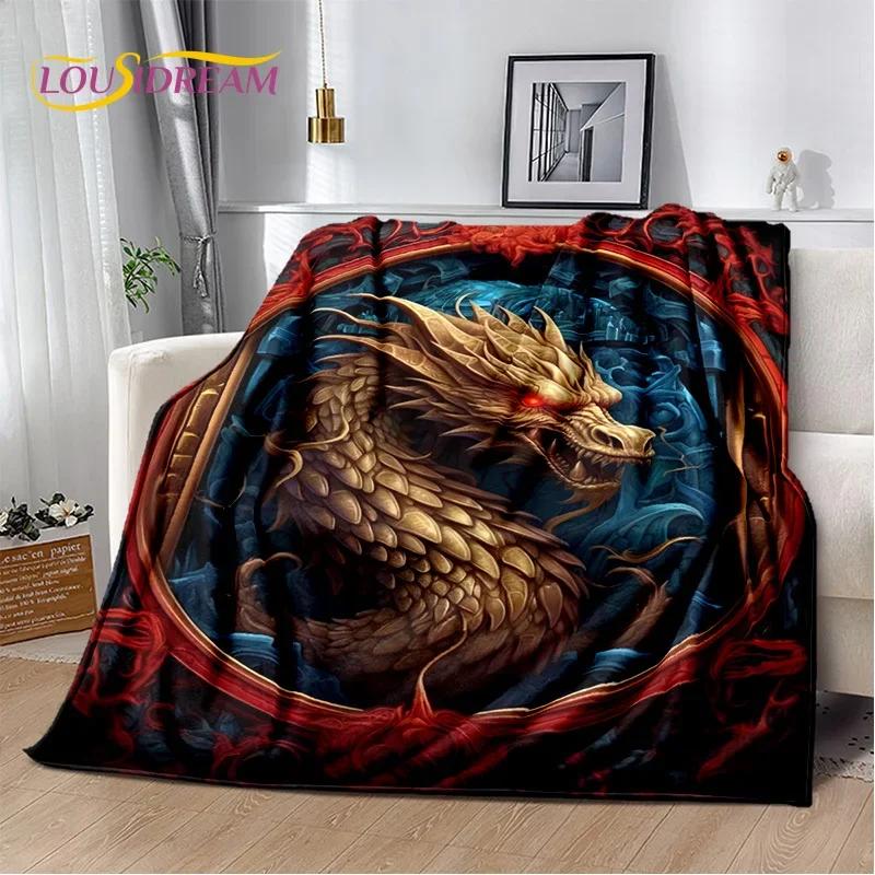 29 Style New Chinese Loong Dreamy Dragon Cartoon Blanket,Soft Throw Blanket for Home Bedroom Bed Sofa Picnic Travel Office Cover