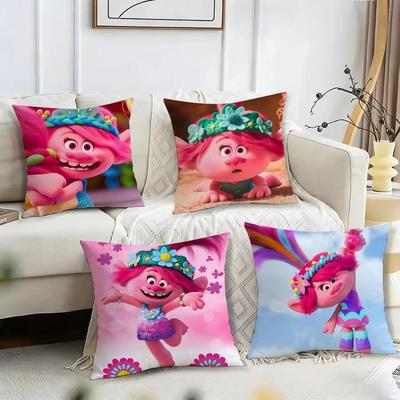 Süßer Trolls Zeichentrick Kissenbezug Wende-Plüschkissenbezug – Für Auto, Sofa, Schlafzimmer, perfekt als Geschenk.