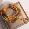 Golden Silk Jade Bracelet - 108 Beads Buddhist Prayer Multi-strand Retro Design from Xinjiang