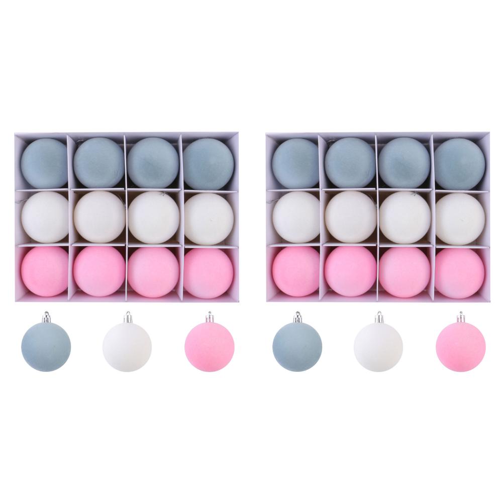 

12шт 2.4 дюйма Рождественские шары бархатные декоративные шары елочные украшения(И)