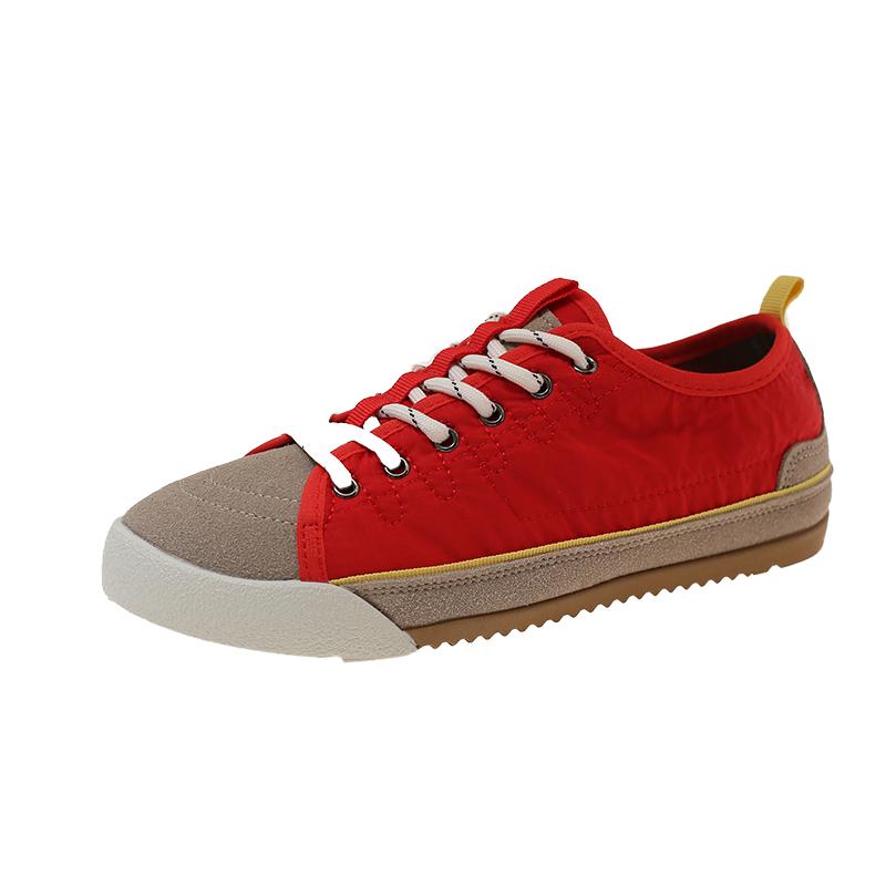 

2026 Spring and Summer New Thin Fashion Single Shoes Women s All-match Casual Soft-sole Color-matching Lace-up Sneakers 40 червоний