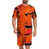 Men's Halloween Casual Pajama Set Short Sleeve Top and Shorts Lightweight Comfortable Sleepwear Set for Home and Lounge