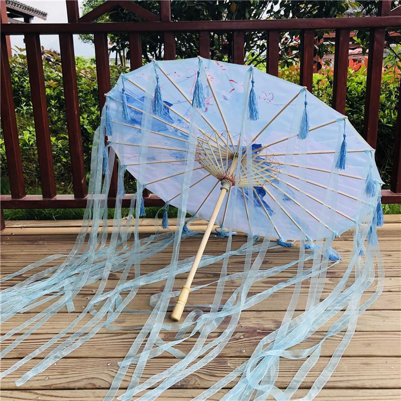 Traditional Hanfu Umbrella with Tassels for Women's Costumes and Children's Photoshoots