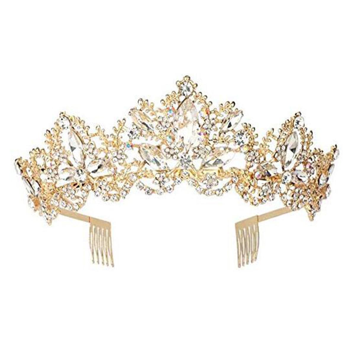 

New Bride Alloy Headwear Leaf Full Water Diamond Korean Style Bride Crown Headband Crown Accessory