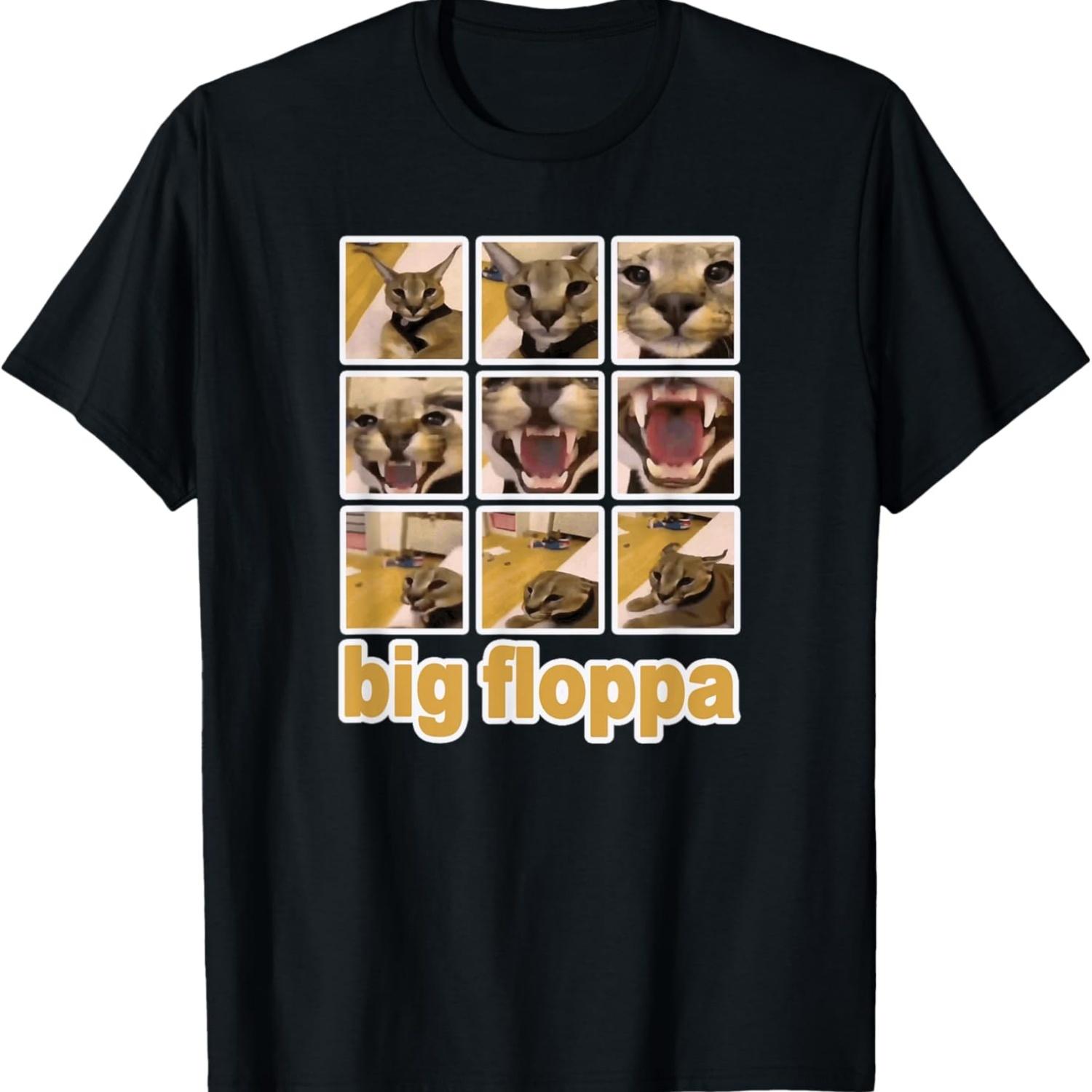 Big Floppa Meme Cat T-Shirt for Men Women S чёрный