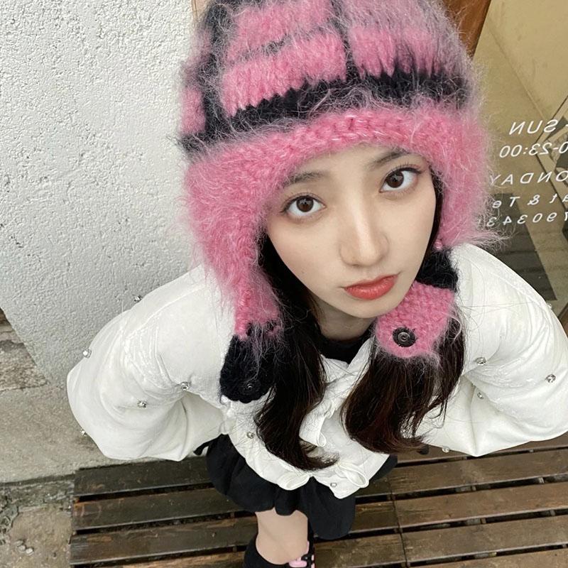 Cappello Morbido visone lavorato a maglia Cappelli invernali Cappello con paraorecchie Cappello Russo Berretti invernali Cappello con cappuccio in pelliccia di lana Cappelli bomber da donna Berretti caldi