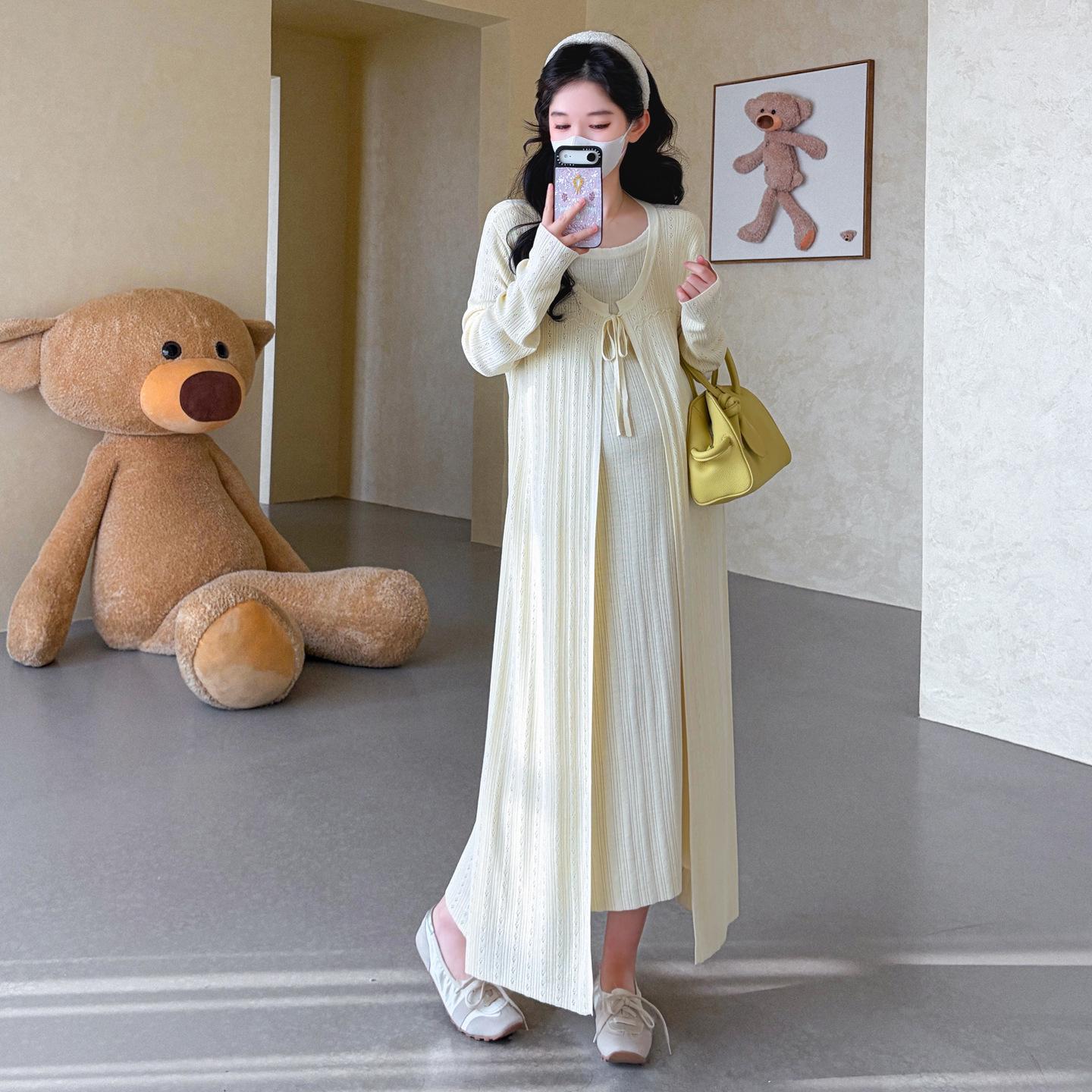 2026 Spring Maternity Sweet Dress: Age-Defying Patchwork, Loose Fit, Belly-Covering Two-Piece Skirt XL