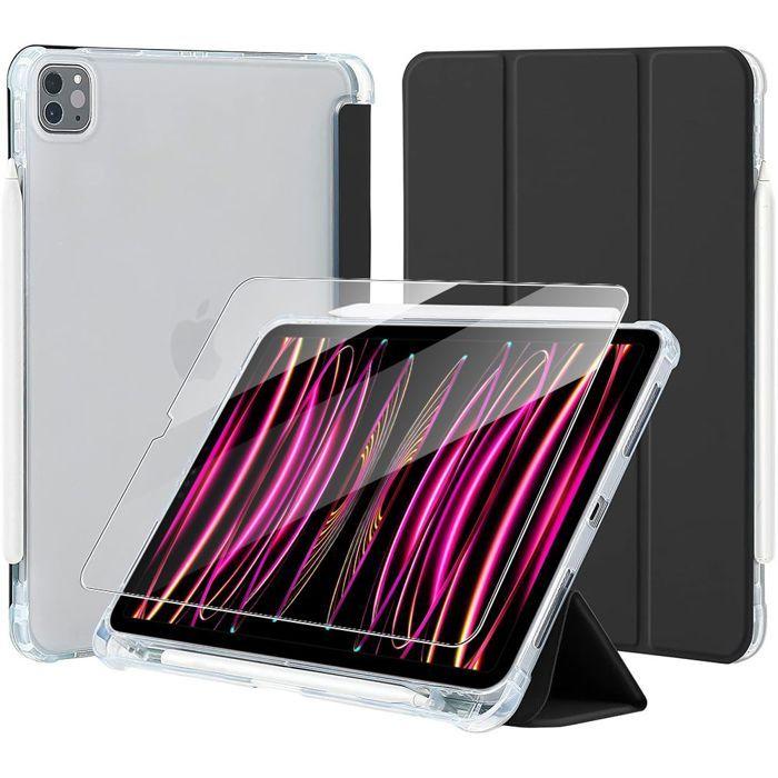 Coque de Protection - E.F.Connection - pour iPad Pro 12,9" - Silicone - Noir - Verre Trempé