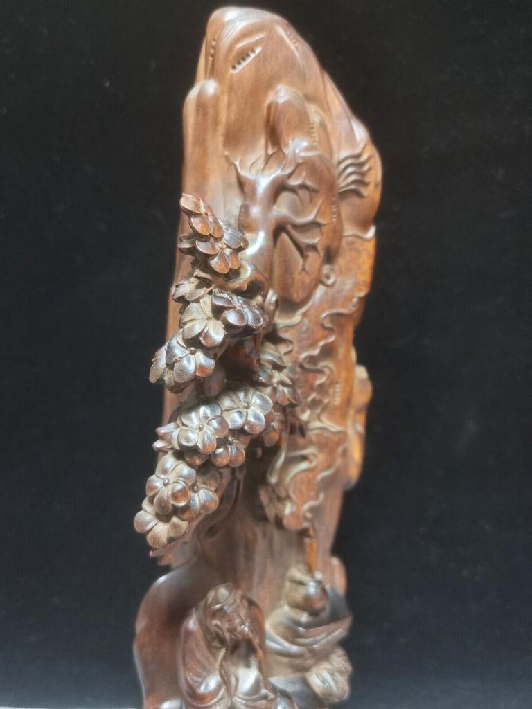 Chinese Antique Wood Carving Boxwood Wooden Sculpture Buddha Dharma Arhat Statue