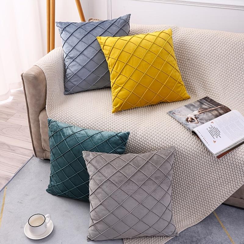 Color Plaid Throw Pillowcase, For Living Room Bedroom Sofa, No Pillow Insert
