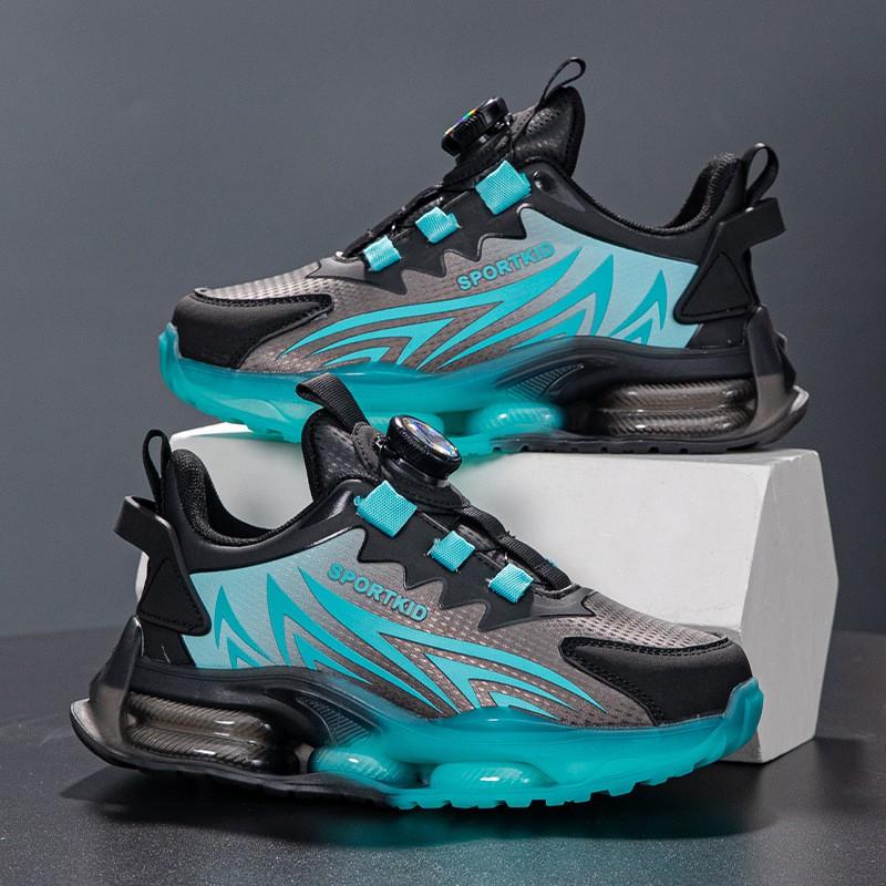 Boys Running Shoes With Rotating Buckle Lightweight Breathable Non-Slip Sport Sneakers Kids Ages 4-16