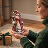 Christmas Gift for Friends Snowman Figurine, Resin Tabletop Decoration with Hat Scarf Pine Window Decorations Branches, Holiday Winter Decor