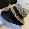 Hollow-Out Flat-Top Hat For Women, Sunshade And Sun Protection Woven Straw Hat British Retro  Hat
