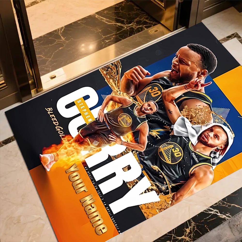 Golden State Curry Customize Text Carpet Perfect for Playrooms Dormitory Decorate Room Dining Room Anti-slip Rug Anime Office Decor Wedding Party Gift