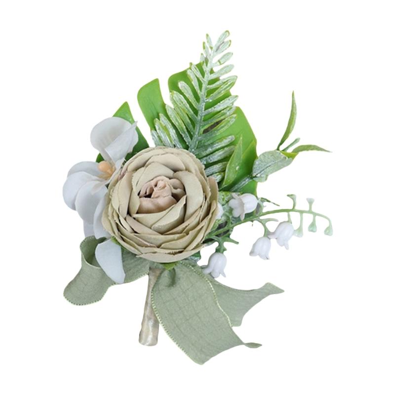 Elegant Wedding Groom Boutonniere Bridal Rose Corsage for Wedding Business Meeting Receptions Wedding Bride Accessories