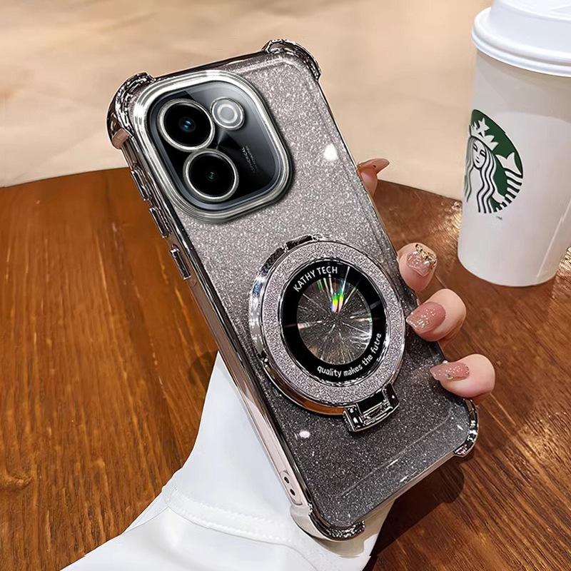 With Lens Film vivoY111 Mobile Phone Case Y111 Electroplating Anti-drop Y11S Glitter Bracket Anti-drop Protective Cover