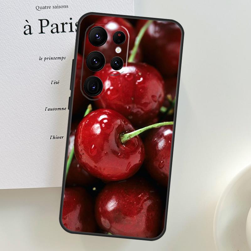 Food Fruit Red Cherry Case For Samsung Galaxy S26 Ultra S25 S23 S22 S21 S24 Ultra S10 S20 Plus S25 FE Phone Cover