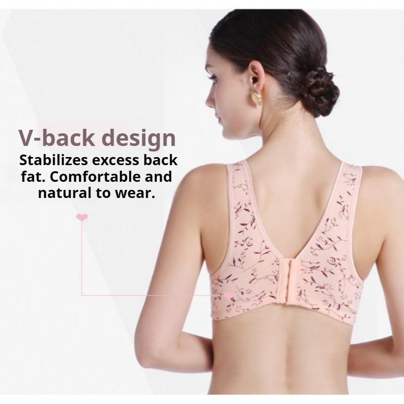 Fixed Cup Front Buckle Middle-aged and Elderly Women's Underwear Large Size Thin No-rim Vest Bra