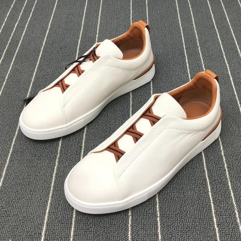 Spring Autumn Vintage High Quality Genuine Leather Lace-Up Shoes Man's Solid Color Round Toe Low-cut Flat Bottom Shoes