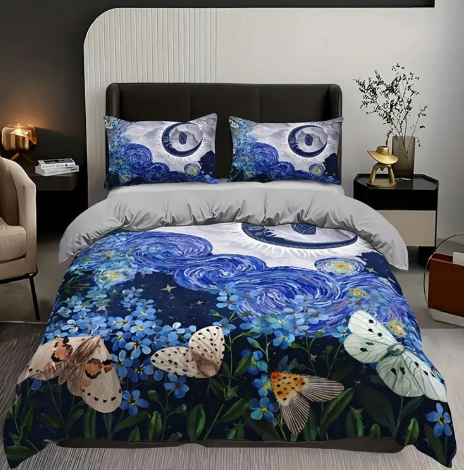 Three-Piece Butterfly Digital Printing Quilt Cover Bedding Home Textile