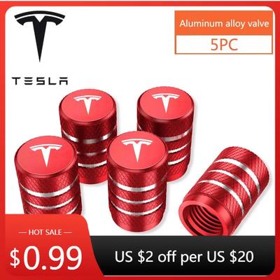 Car Sticker 2025 Hot 5PCS High Quality Car Automobile Wheel Tire Valve Cap Decorative Accessories For Model 3 Model S X Mo