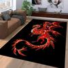 "Fiery Red Dragon Pattern Rug with Black Background for Home Decor" Suitable for use as an anti-slip for living room bedroom sofas