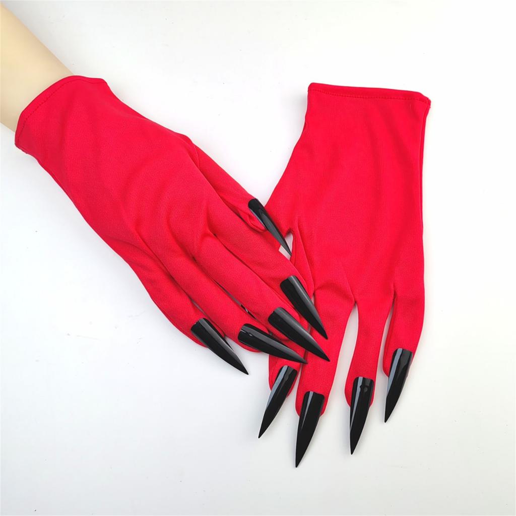 Spooky Long Fingernail Gloves for Halloween Party and RolePlay Game Comfortable Short Cuffs Gloves for Formal Occasion