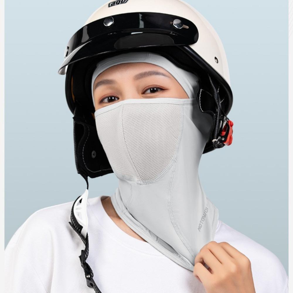 Summer Ice Silk Motorcycle Riding Head Cover Dustproof Full-Face Sun Protection Mask with Long Neck Coverage for Outdoor Use