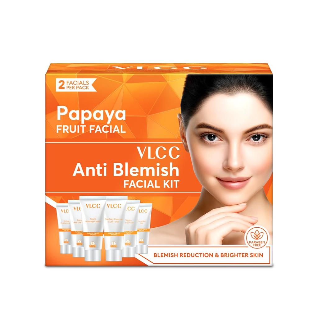 VLCC Kit Viso Frutta Papaya - 60g | Pelle Luminosa e Senza Imperfezioni | Con Estratti di Papaya, Cetriolo, Pesca e Buccia d'Arancia | Trattamento Viso Luminoso a Casa K