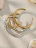 18K Gold-Plated Stainless Steel Geometric Bamboo Joint Multi-Color Cuff Bracelet Set