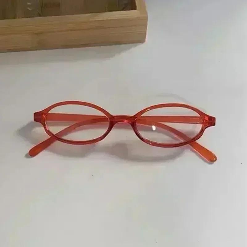 Women Retro Oval Glasses Y2K Japanese and Korean Girls Red Green Frame Glass Eyewear Decorative Computer Anti-blue Eyeglasses