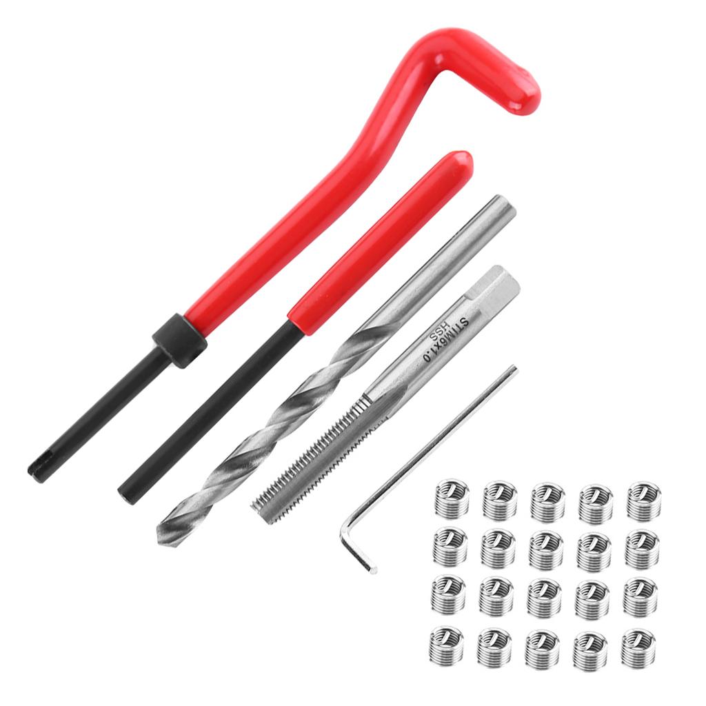 25pcs Thread Repair Insert Kit Compatible Hand Tool Set for Auto Repairing M6 X 1.0 X 8.0mm