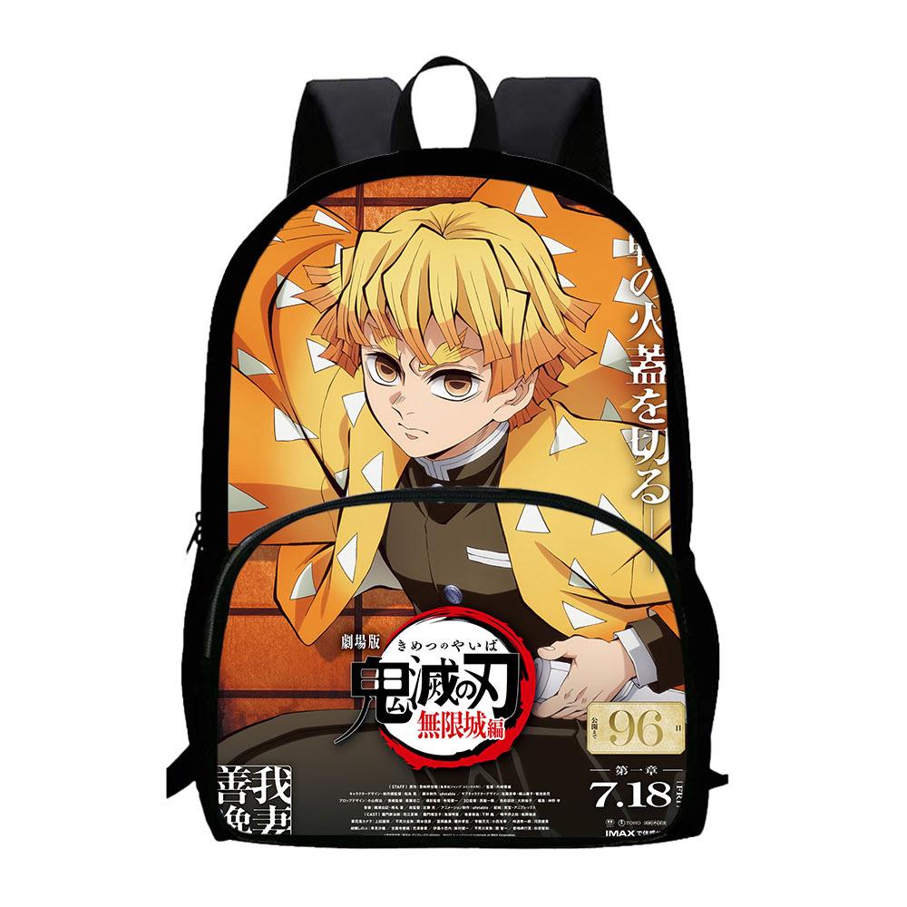 Japonské kreslené komiksy Demon Slayer: Kimetsu no Yaiba - Oblouk Nekonečného hradu Dětský batoh Velkokapacitní batoh s kapsou na zip 0015