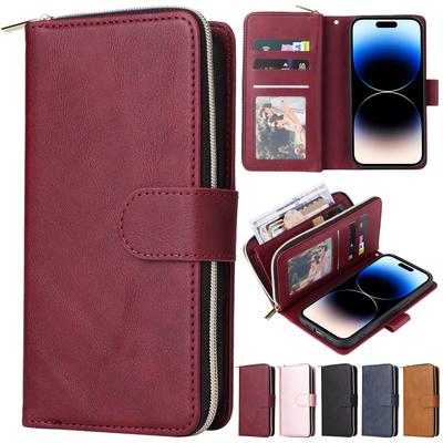 Wallet Flip Zipper Leather Case For Iphone 14 Pro Max 13 Pro Max 12 Pro Max 11 Pro Max Se 2022 2020 X Xr Xs Max 8 7 6 6s Plus