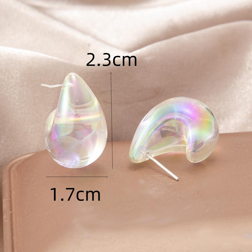 Punk Big Waterdrop Acrylic UV AB Dazzling Illusory Smooth Stud Earrings for Women Hyperbole Geometry Party Jewelry Gift